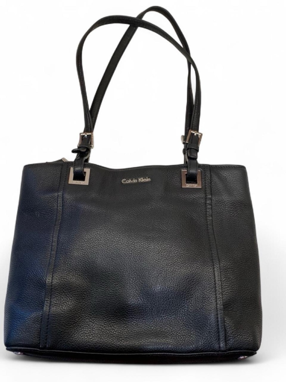 Calvin Klein Black Pebbled Faux Leather Tote